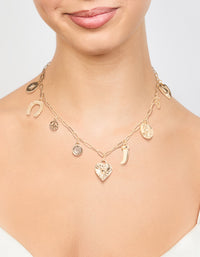 Gold Heart Celestial & Horseshoe Charm Necklace - link has visual effect only