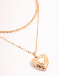 Gold Heart Locket Layered Necklace - link has visual effect only