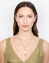Gold Molten Pearl Pendant Necklace - link has visual effect only