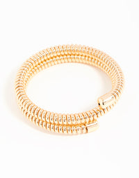 Gold Twisted Watch Link Style Wrist Cuff - link has visual effect only