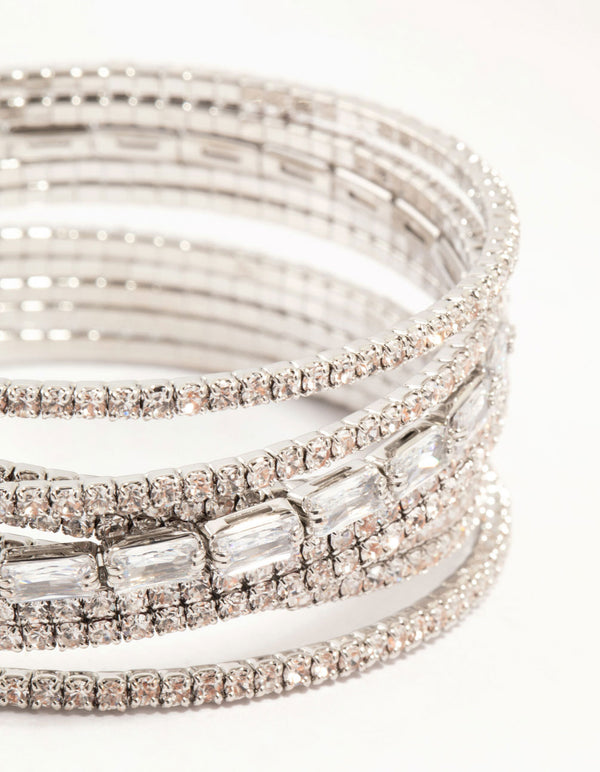 Silver Diamante Wrapped Wrist Cuff