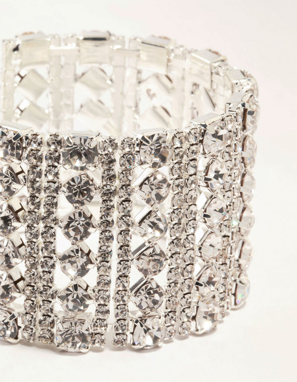 Silver Diamante Caged Wrist Cuff