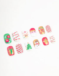 Green & Red Festive Press On Nail Set - link has visual effect only