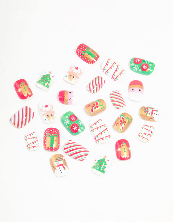 Green & Red Festive Press On Nail Set