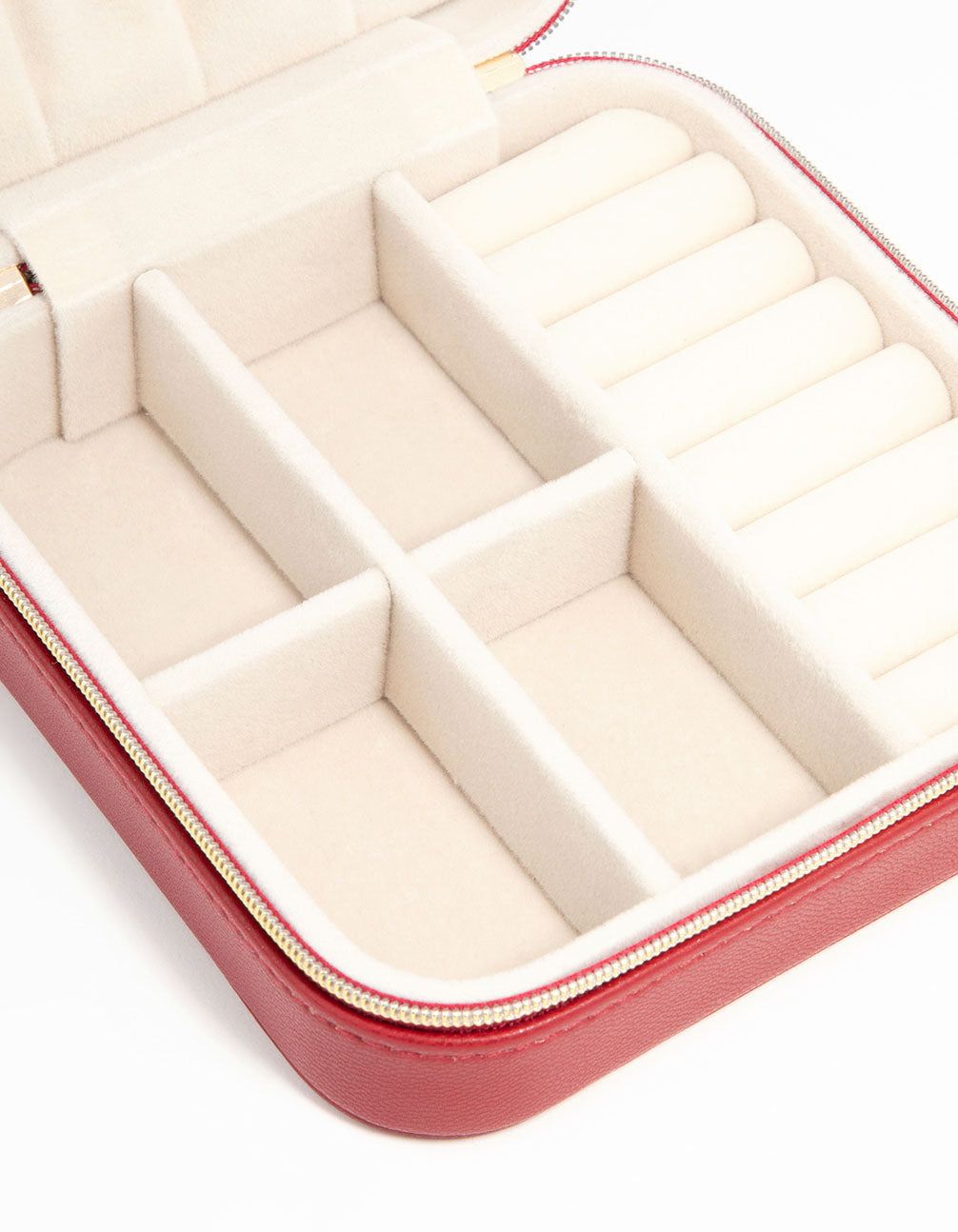 Red PU Leather Square Jewellery Case