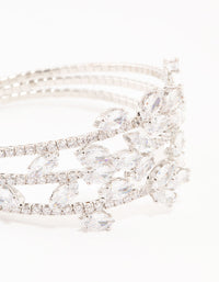 Silver Marquise Cubic Zirconia Floral Wrist Cuff - link has visual effect only