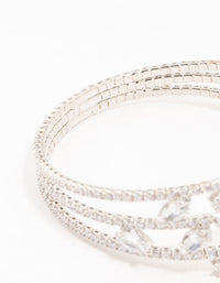 Silver Marquise Cubic Zirconia Floral Wrist Cuff - link has visual effect only