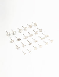 Silver Diamante Stud Earrings 12-Pack - link has visual effect only