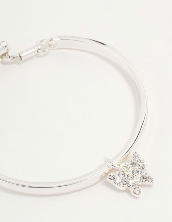 Silver Diamante Butterfly Toggle Bracelet