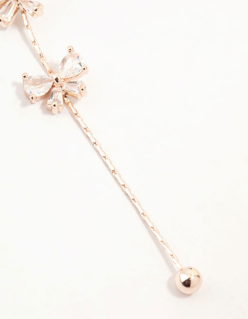 Rose Gold Mini Bow Cubic Zirconia Drop Earrings