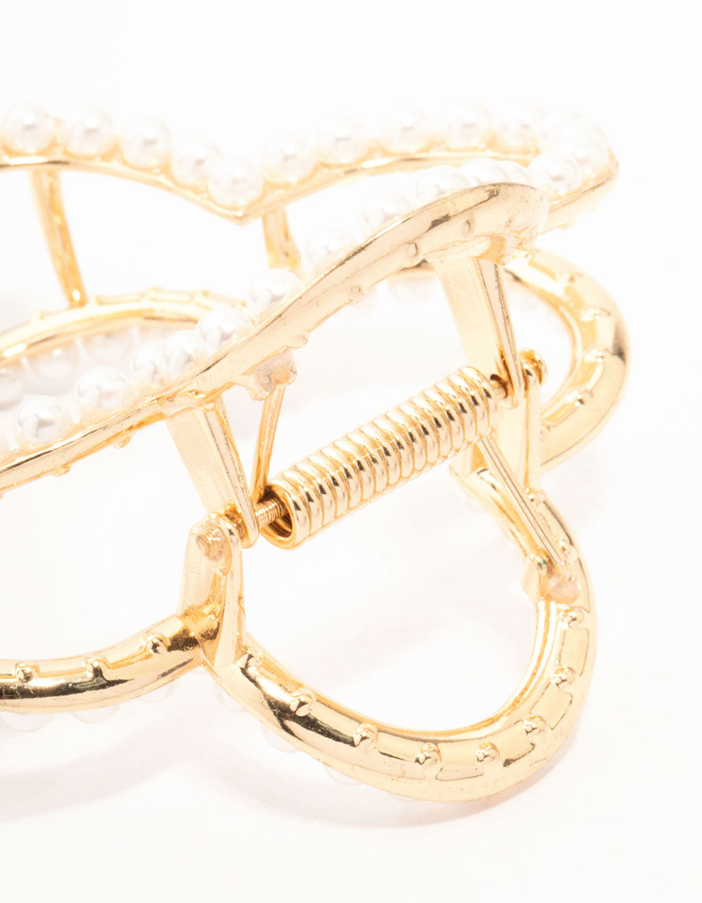 Gold Pearl Flower Outline Claw Clip