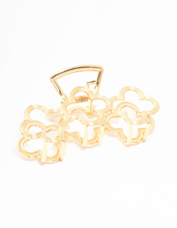 Gold Flower Trio Claw Clip