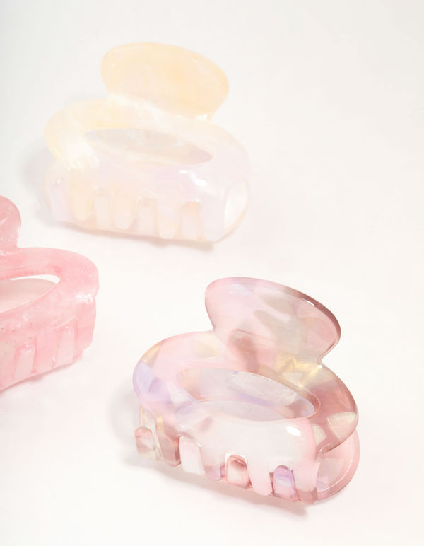 Mini Marbled Acrylic Oval Claw Clips 3-Pack