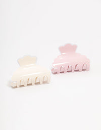 Pink & Cream Acrylic Scalloped Edge Claw Clips 2-Pack - link has visual effect only