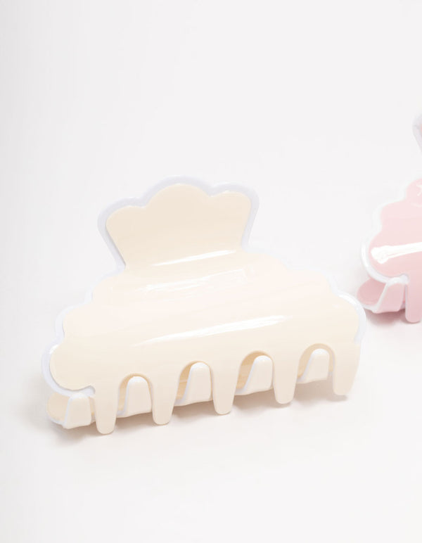 Pink & Cream Acrylic Scalloped Edge Claw Clips 2-Pack