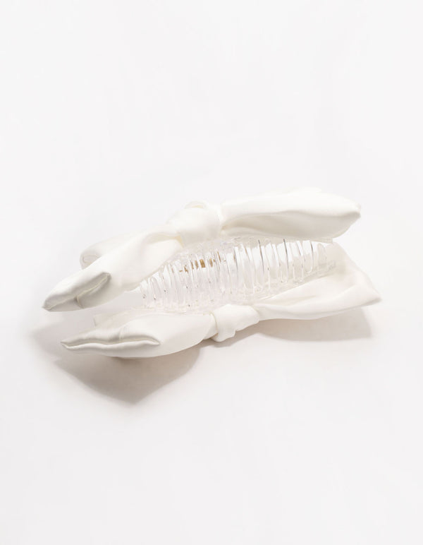 Large White Fabric Claw Clip