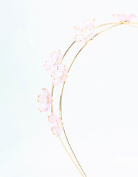 Small Pink Flower Gold Headband - link has visual effect only