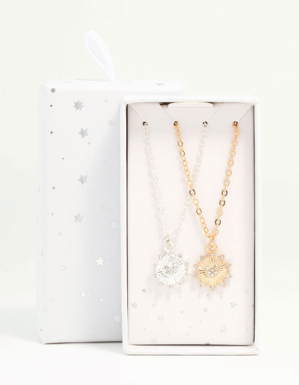 Mixed Metals Celestial Heart Necklaces 2-Pack