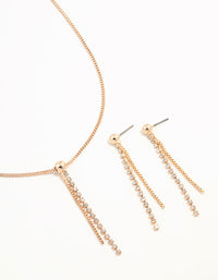 Gold Diamante Cupchain Necklace & Earrings Set - link has visual effect only