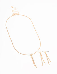Gold Diamante Cupchain Necklace & Earrings Set - link has visual effect only