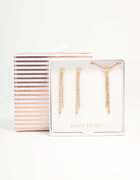 Gold Diamante Cupchain Necklace & Earrings Set - link has visual effect only