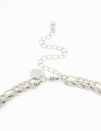 Silver Textured & Diamante Charm Layered Necklace - link has visual effect only