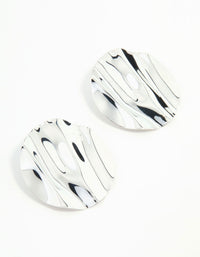 Large Silver Textured Circle Stud Earrings - link has visual effect only
