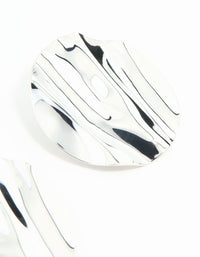 Large Silver Textured Circle Stud Earrings - link has visual effect only