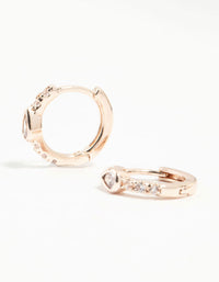 Rose Gold Plated Diamante Pave Hoop Earrings - link has visual effect only