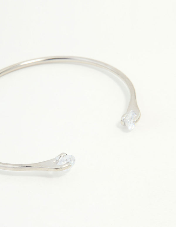 Silver Diamante Claw Narrow Wrist Cuff