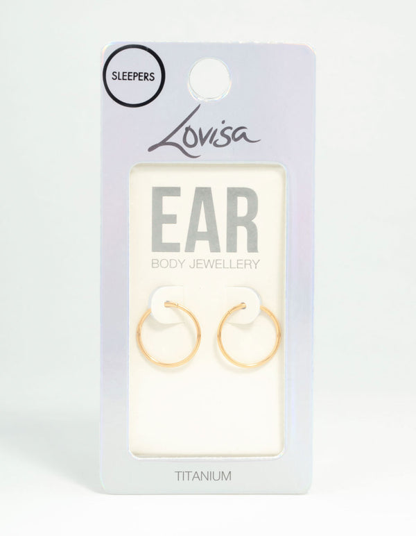 Gold Plated Titanium Sleeper Earrings 14 mm