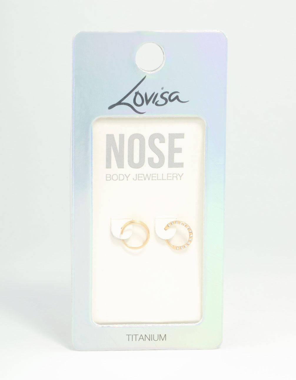 Gold Plated Titanium Cubic Zirconia & Spiral Nose Rings 2-Pack