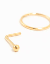Gold Plated Titanium Diamante Nose Stud & Twisted Ring 4-Pack - link has visual effect only