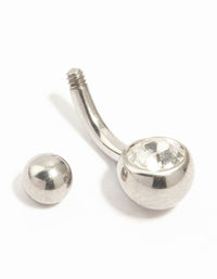 Titanium Bezel Set Diamante Mini Belly Bar - link has visual effect only