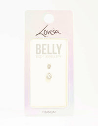 Titanium Bezel Set Diamante Mini Belly Bar - link has visual effect only