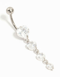Titanium Graduating Cubic Zirconia Hearts Drop Belly Bar - link has visual effect only