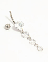 Titanium Graduating Cubic Zirconia Hearts Drop Belly Bar - link has visual effect only