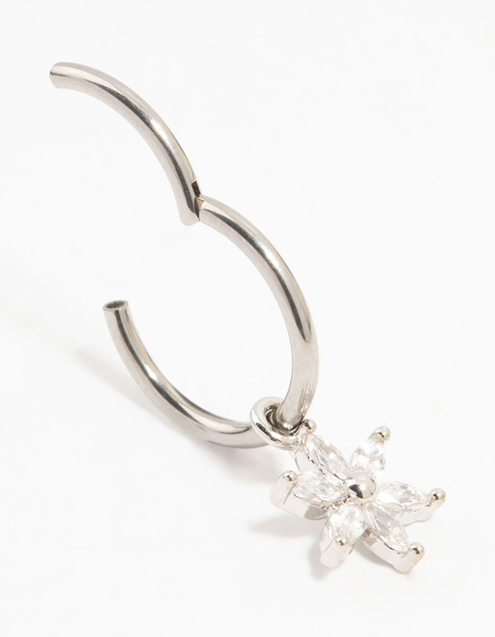 Titanium Cubic Zirconia Flower Charm Belly Ring