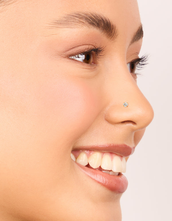 Gold Plated Titanium Cubic Zirconia Nose Studs & Rings 6-Pack