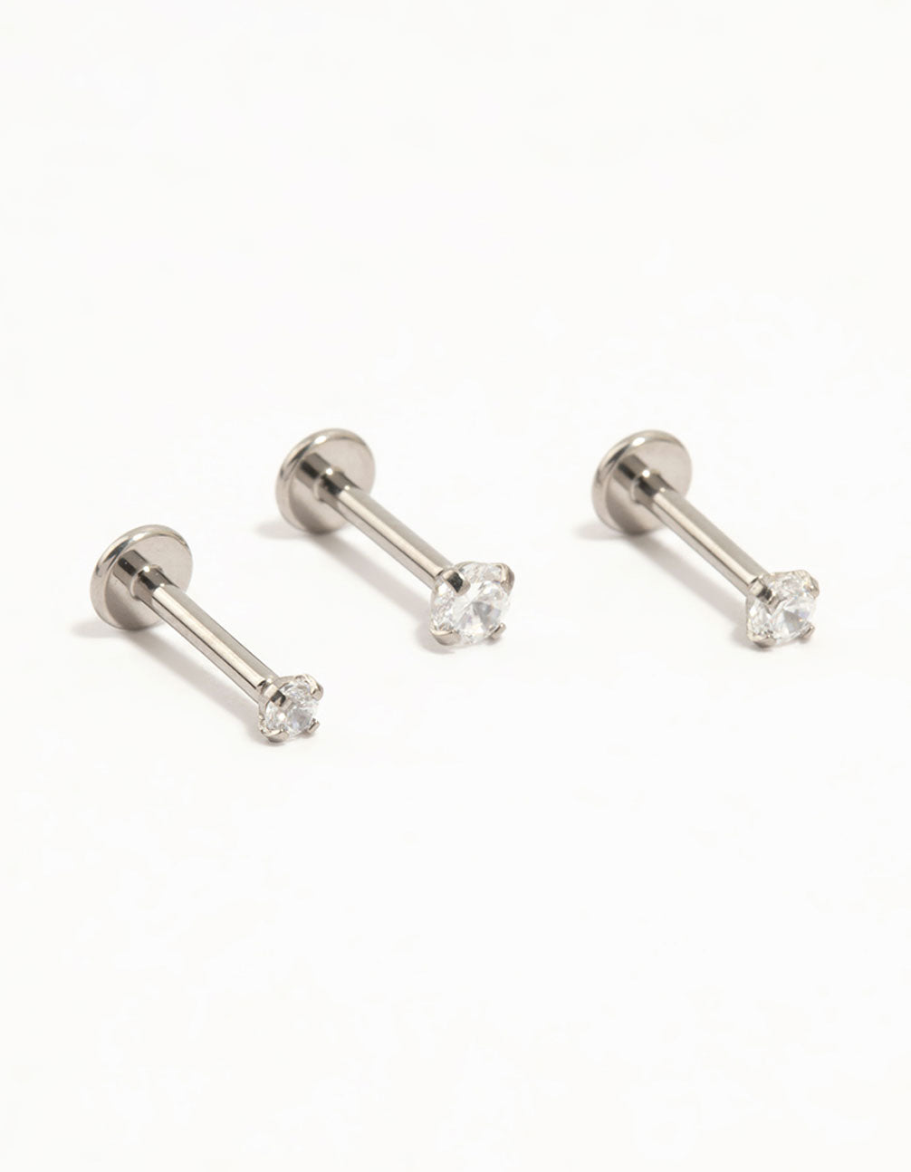 Titanium Cubic Zirconia Flat Backs 3-Pack
