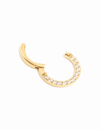 Gold Plated Titanium Cubic Zirconia Clicker Ring 7 mm - link has visual effect only