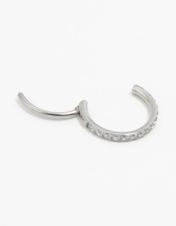 Titanium Cubic Zirconia Clicker Ring