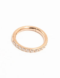 Rose Gold Plated Titanium Diamante Clicker Ring - link has visual effect only