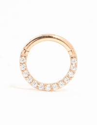 Rose Gold Plated Titanium Cubic Zirconia Clicker Ring - link has visual effect only