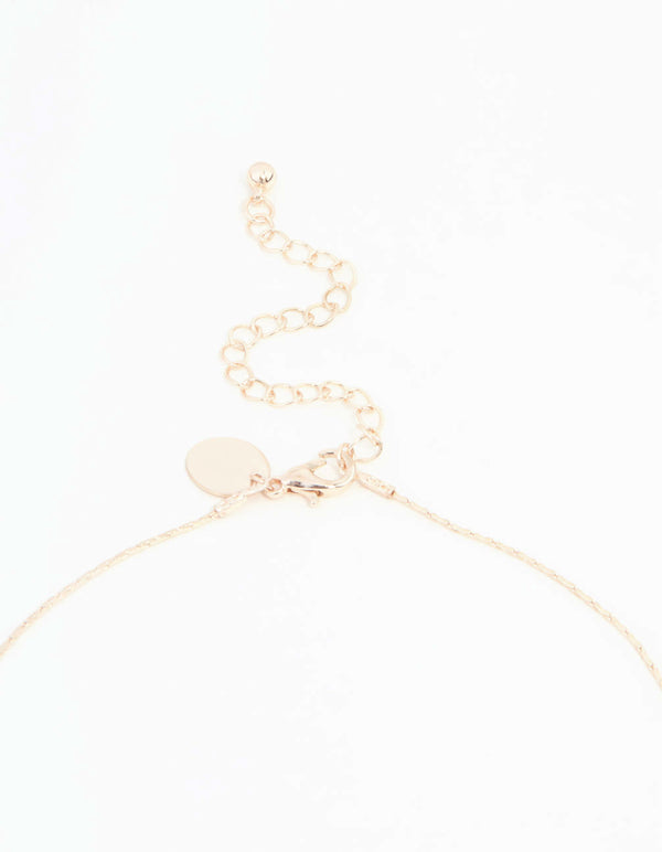 Rose Gold Diamante Flower Trail Y-Necklace
