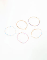 Rose Gold Beaded Bracelets 5-Pack - link has visual effect only