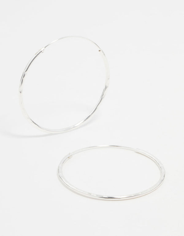 Sterling Silver Hammered Hoop Earrings