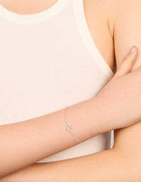 Sterling Silver Infinity & Cubic Zirconia Heart Link Bracelet - link has visual effect only