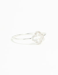 Sterling Silver Cubic Zirconia Flower Ring - link has visual effect only