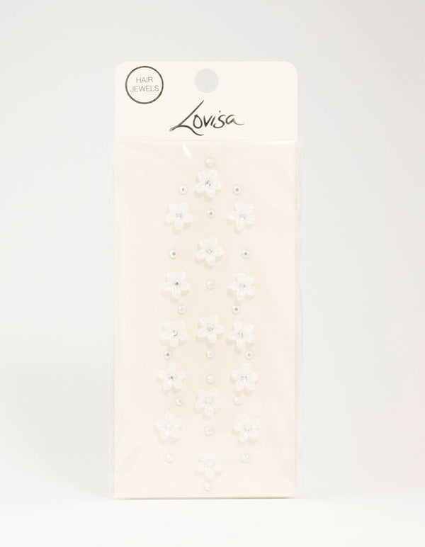 Pearlised Flower Hair Gems